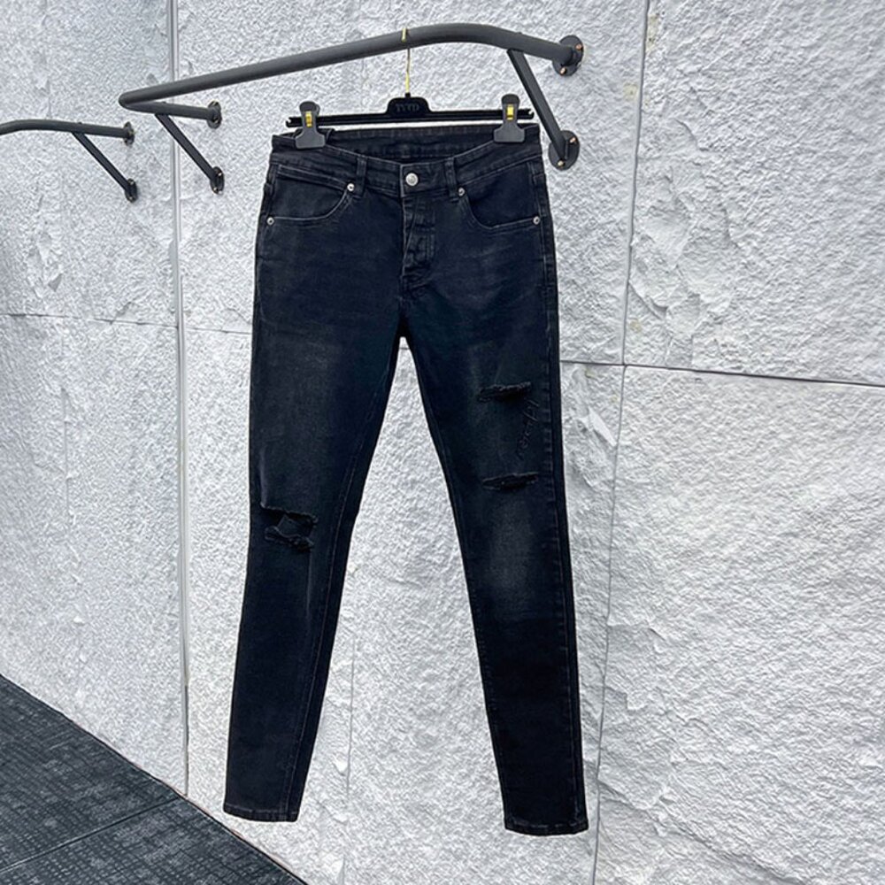Ksubi Dark Grey Distressed Slim Fit Jeans